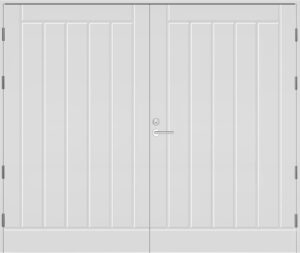 Tuotekuva autotallin valkoinen pariovi pysyturituksella UO1AO
