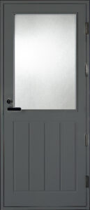 parvekeovi tummanharmaa pystyura kuviolla kirkkaalla lasilla