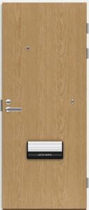 tuotekuva swedoor kerrostaso-ovi fire 810 tammiviilu kirjeluukulla, ovisilmällä ja soittokellolla