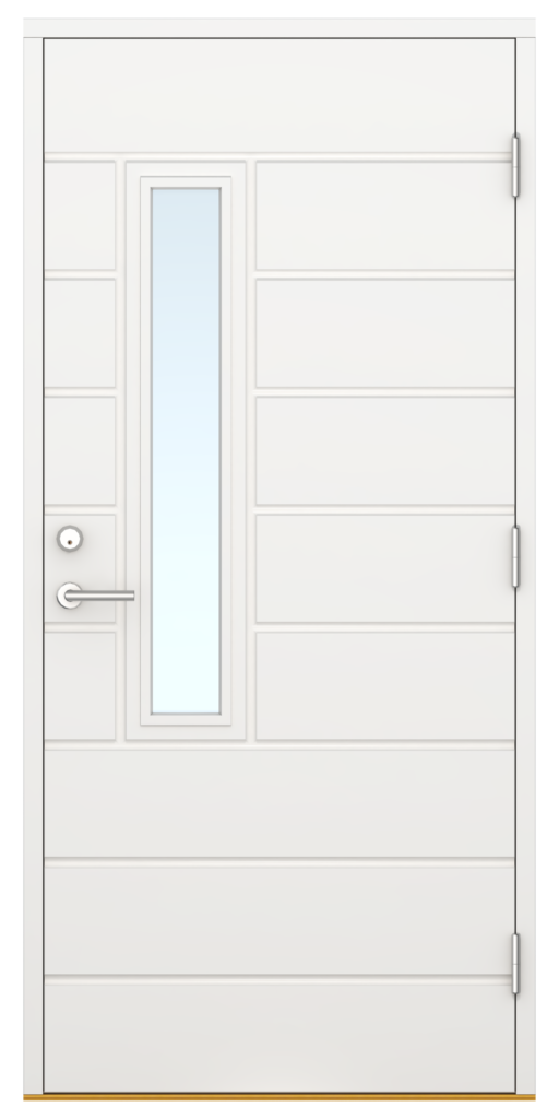 valkoinen pysty lasillinen ulko-ovi vaakaura kuviolla