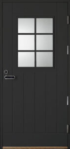 tummanharmaa 6 ruutuinen ulko-ovi pystyura kuviolla