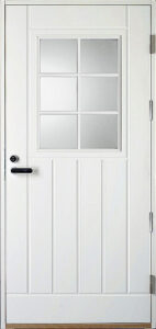 valkoinen 6 ruutuinen ulko-ovi pystyura kuviolla