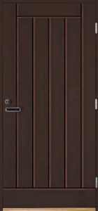 tummanruskea umpinainen ulko-ovi pystyura kuviolla