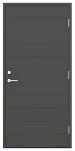 tummanharmaa umpinainen ulko-ovi pystyura kuviolla